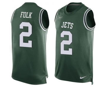 Men's New York Jets #2 Nick Folk Green Hot Pressing Player Name & Number Nike NFL Tank Top Jersey