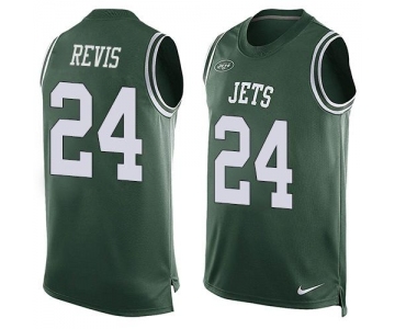 Men's New York Jets #24 Darrelle Revis Green Hot Pressing Player Name & Number Nike NFL Tank Top Jersey