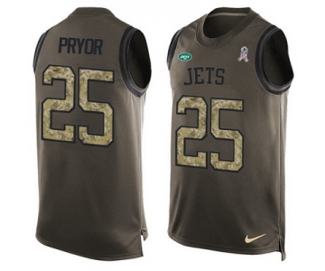 Men's New York Jets #25 Calvin Pryor Green Salute to Service Hot Pressing Player Name & Number Nike NFL Tank Top Jersey