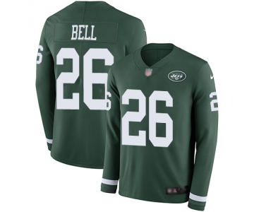 Men's New York Jets #26 Le'Veon Bell Green Team Color Stitched Football Limited Therma Long Sleeve Jersey