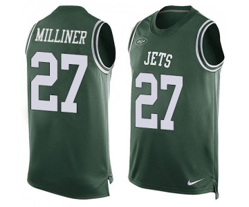 Men's New York Jets #27 Dee Milliner Green Hot Pressing Player Name & Number Nike NFL Tank Top Jersey