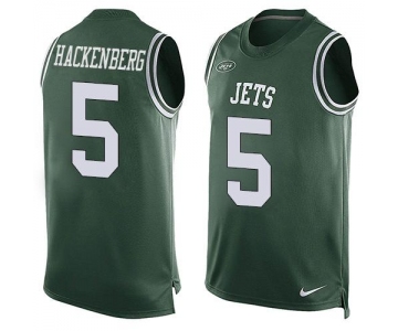 Men's New York Jets #5 Christian Hackenberg Green Hot Pressing Player Name & Number Nike NFL Tank Top Jersey