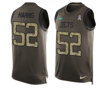 Men's New York Jets #52 David Harris Green Salute to Service Hot Pressing Player Name & Number Nike NFL Tank Top Jersey