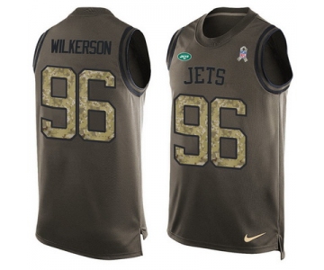Men's New York Jets #96 Muhammad Wilkerson Green Salute to Service Hot Pressing Player Name & Number Nike NFL Tank Top Jersey