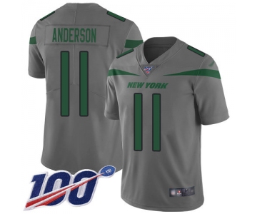 Nike Jets #11 Robby Anderson Gray Men's Stitched NFL Limited Inverted Legend 100th Season Jersey