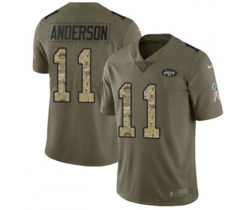 Nike Jets #11 Robby Anderson Olive Camo Men's Stitched NFL Limited 2017 Salute To Service Jersey
