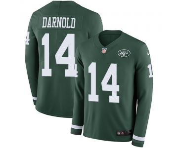 Nike Jets #14 Sam Darnold Green Team Color Men's Stitched NFL Limited Therma Long Sleeve Jersey