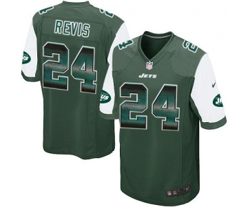 Nike Jets #24 Darrelle Revis Green Team Color Men's Stitched NFL Limited Strobe Jersey