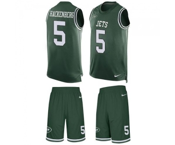 Nike Jets #5 Christian Hackenberg Green Team Color Men's Stitched NFL Limited Tank Top Suit Jersey