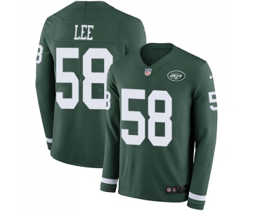 Nike Jets #58 Darron Lee Green Team Color Men's Stitched NFL Limited Therma Long Sleeve Jersey