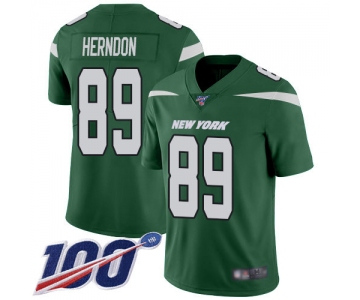 Nike Jets #89 Chris Herndon Green Team Color Men's Stitched NFL 100th Season Vapor Limited Jersey