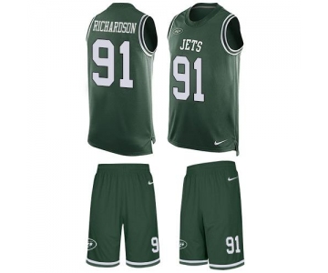 Nike Jets #91 Sheldon Richardson Green Team Color Men's Stitched NFL Limited Tank Top Suit Jersey
