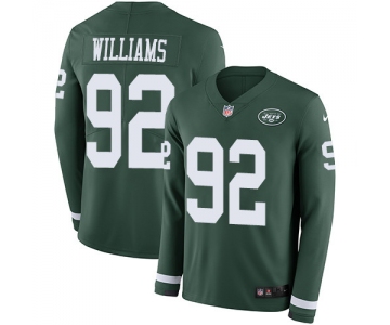 Nike Jets #92 Leonard Williams Green Team Color Men's Stitched NFL Limited Therma Long Sleeve Jersey