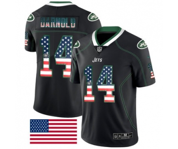 Nike New York Jets #14 Sam Darnold Black USA Flag Fashion Limited Jersey