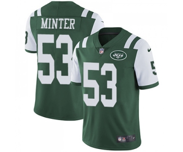 Nike New York Jets #53 Kevin Minter Green Team Color Men's Stitched NFL Vapor Untouchable Limited Jersey