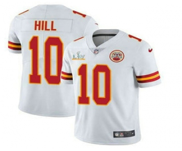 Men's Kansas City Chiefs #10 Tyreek Hill White 2021 Super Bowl LV Vapor Untouchable Stitched Nike Limited NFL Jersey