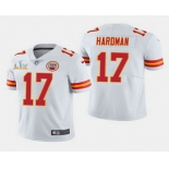 Men's Kansas City Chiefs #17 Mecole Hardman White 2021 Super Bowl LV Stitched NFL Jersey