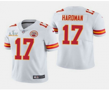 Men's Kansas City Chiefs #17 Mecole Hardman White 2021 Super Bowl LV Stitched NFL Jersey