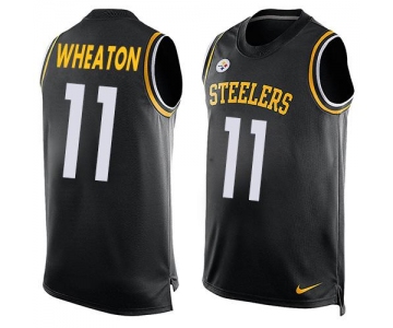 Men's Pittsburgh Steelers #11 Markus Wheaton Black Hot Pressing Player Name & Number Nike NFL Tank Top Jersey