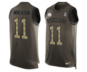 Men's Pittsburgh Steelers #11 Markus Wheaton Green Salute to Service Hot Pressing Player Name & Number Nike NFL Tank Top Jersey