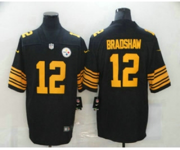 Men's Pittsburgh Steelers #12 Terry Bradshaw Black 2016 Color Rush Stitched NFL Nike Limited Jersey
