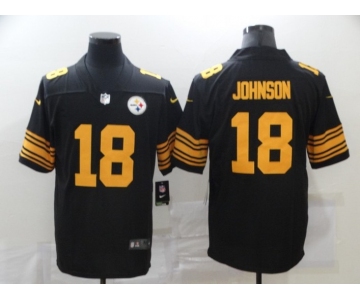 Men's Pittsburgh Steelers #18 Diontae Johnson Black 2020 Color Rush Stitched NFL Nike Limited Jersey
