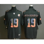 Men's Pittsburgh Steelers #19 JuJu Smith-Schuster 2019 Black Salute To Service USA Flag Fashion Limited Jersey