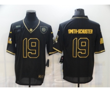 Men's Pittsburgh Steelers #19 JuJu Smith-Schuster Black Gold 2020 Salute To Service Stitched NFL Nike Limited Jersey