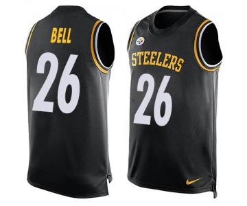 Men's Pittsburgh Steelers #26 Le'Veon Bell Black Hot Pressing Player Name & Number Nike NFL Tank Top Jersey