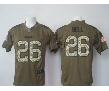 Men's Pittsburgh Steelers #26 LeVeon Bell Green Salute To Service 2015 NFL Nike Limited Jersey