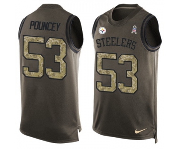 Men's Pittsburgh Steelers #53 Maurkice Pouncey Green Salute to Service Hot Pressing Player Name & Number Nike NFL Tank Top Jersey