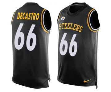 Men's Pittsburgh Steelers #66 David DeCastro Black Hot Pressing Player Name & Number Nike NFL Tank Top Jersey