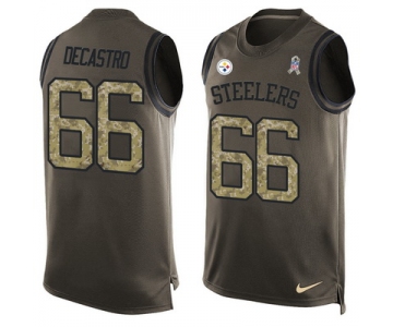 Men's Pittsburgh Steelers #66 David DeCastro Green Salute to Service Hot Pressing Player Name & Number Nike NFL Tank Top Jersey