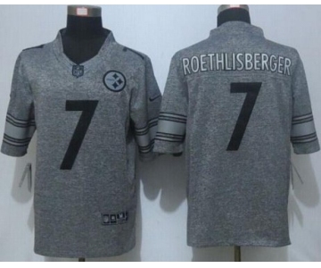 Men's Pittsburgh Steelers #7 Ben Roethlisberger Nike Gray Gridiron 2015 NFL Gray Limited Jersey