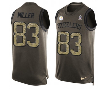 Men's Pittsburgh Steelers #83 Heath Miller Green Salute to Service Hot Pressing Player Name & Number Nike NFL Tank Top Jersey
