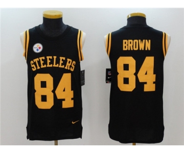 Men's Pittsburgh Steelers #84 Antonio Brown Black Color Rush 2017 Vest Stitched NFL Nike Tank Top Jersey