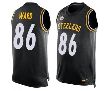 Men's Pittsburgh Steelers #86 Hines Ward Black Hot Pressing Player Name & Number Nike NFL Tank Top Jersey