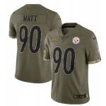 Men's Pittsburgh Steelers #90 T. J. Watt 2022 Olive Salute To Service Limited Stitched Jersey