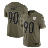 Men's Pittsburgh Steelers #90 T. J. Watt 2022 Olive Salute To Service Limited Stitched Jersey