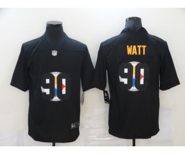 Men's Pittsburgh Steelers #90 T. J. Watt Black 2020 Shadow Logo Vapor Untouchable Stitched NFL Nike Limited Jersey