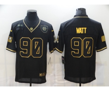 Men's Pittsburgh Steelers #90 T. J. Watt Black Gold 2020 Salute To Service Stitched NFL Nike Limited Jersey