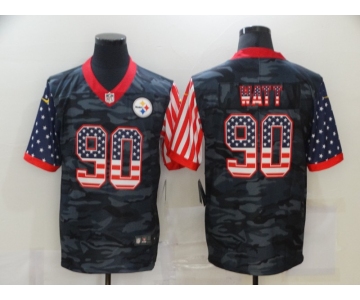 Men's Pittsburgh Steelers #90 T. J. Watt USA Camo 2020 Salute To Service Stitched NFL Nike Limited Jersey