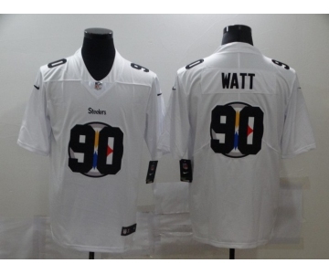 Men's Pittsburgh Steelers #90 T. J. Watt White 2020 Shadow Logo Vapor Untouchable Stitched NFL Nike Limited Jersey
