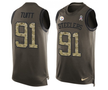 Men's Pittsburgh Steelers #91 Stephon Tuitt Green Salute to Service Hot Pressing Player Name & Number Nike NFL Tank Top Jersey