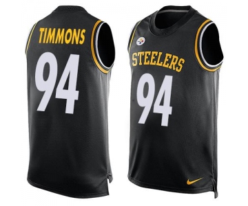 Men's Pittsburgh Steelers #94 Lawrence Timmons Black Hot Pressing Player Name & Number Nike NFL Tank Top Jersey