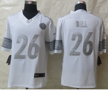 Nike Pittsburgh Steelers #26 LeVeon Bell Platinum White Limited Jersey