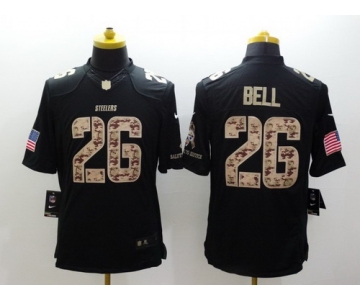 Nike Pittsburgh Steelers #26 LeVeon Bell Salute to Service Black Limited Jersey