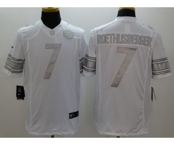 Nike Pittsburgh Steelers #7 Ben Roethlisberger Platinum White Limited Jersey