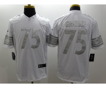 Nike Pittsburgh Steelers #75 Joe Greene Platinum White Limited Jersey