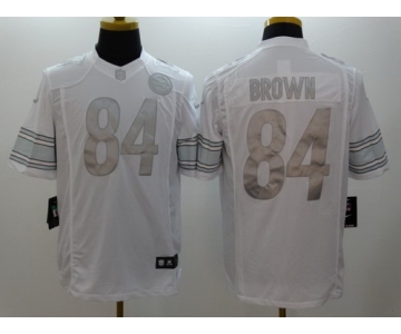 Nike Pittsburgh Steelers #84 Antonio Brown Platinum White Limited Jersey